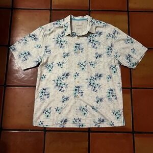 Tommy Bahama Garden of Hope and Courage Short Sleeve Silk Shirt Coconut Large